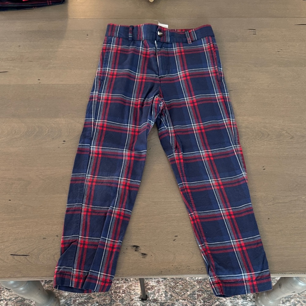 bella bliss Navy and Red Plaid Kids Bottoms